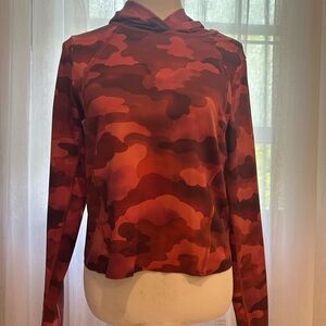 Athleta Red Cropped Hoodie Sweatshirt Relaxed Style excellent condition